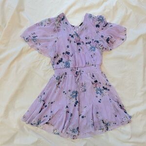 EUC. Girls floral lilac, blue and gold dress with shorts. Girls purple dress.